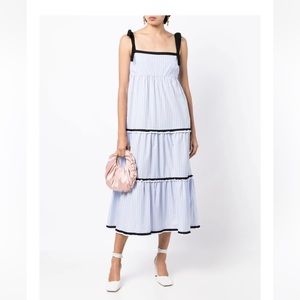 Macgraw Lulu Tiered blue white dress NWOT